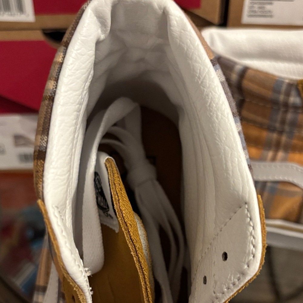 Vans Sk8-Hi Tops Plaid Wood Thrush Women’s Sizes - Picture 6 of 11